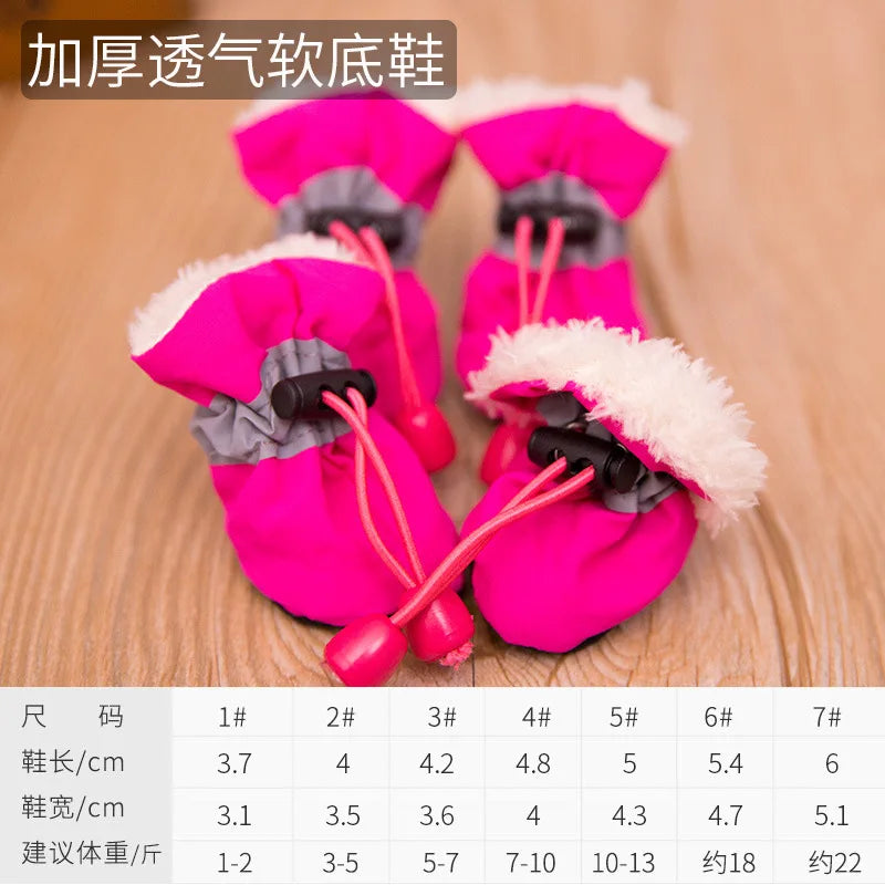 4pcs/set Waterproof Pet Dog Shoes Anti-slip Rain Boots Footwear for Small Cats Dogs Puppy Dog Pet Booties Pet Paw Accessories