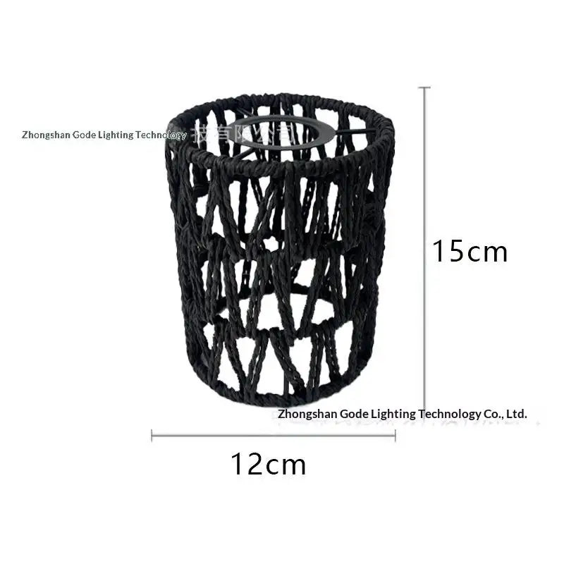 Handmade Paper Rope Woven Rattan Lampshade Boho Decorative Lampshade Table Lamp Decorative For Garden Yard Living Room
