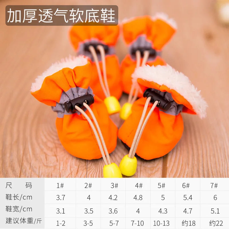 4pcs/set Waterproof Pet Dog Shoes Anti-slip Rain Boots Footwear for Small Cats Dogs Puppy Dog Pet Booties Pet Paw Accessories