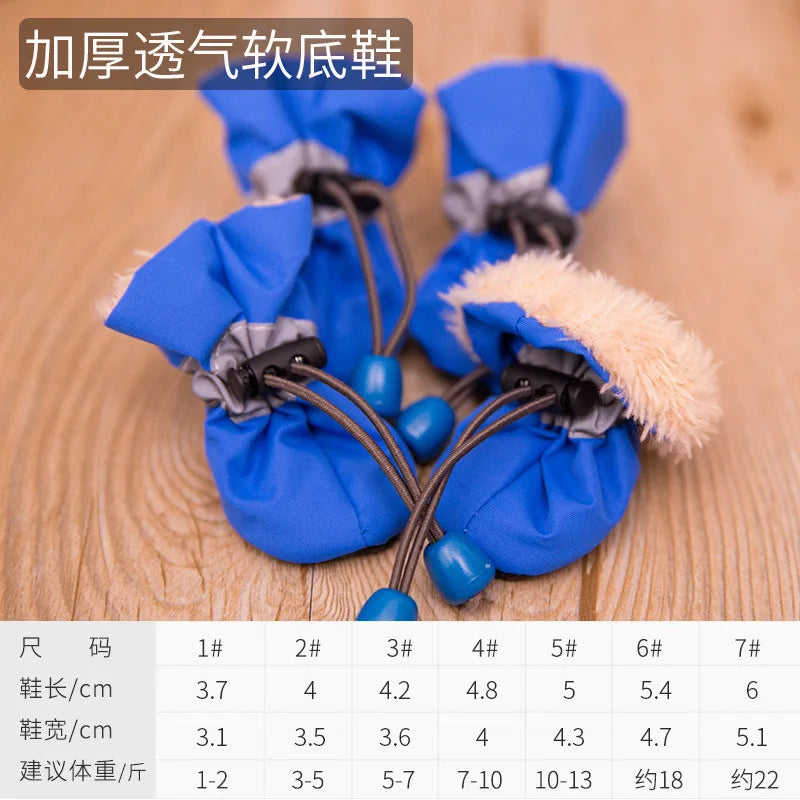 4pcs/set Waterproof Pet Dog Shoes Anti-slip Rain Boots Footwear for Small Cats Dogs Puppy Dog Pet Booties Pet Paw Accessories